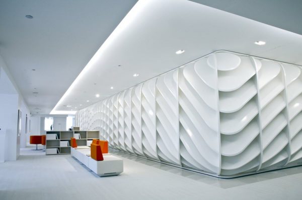 curvy wall design commercial interior