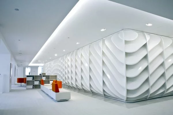 curvy wall design commercial interior